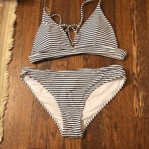 Navy blue and white striped Cupshe bikini